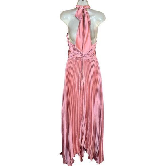 Mac Duggal Pleated Halter Gown in Rose Pink Size 4 - Picture 5 of 10